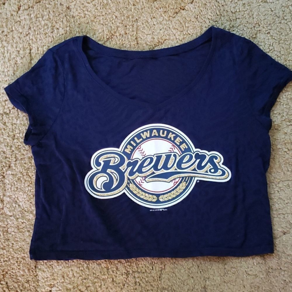 EUC Milwaukee Brewers Semi-Sheer Crop Top